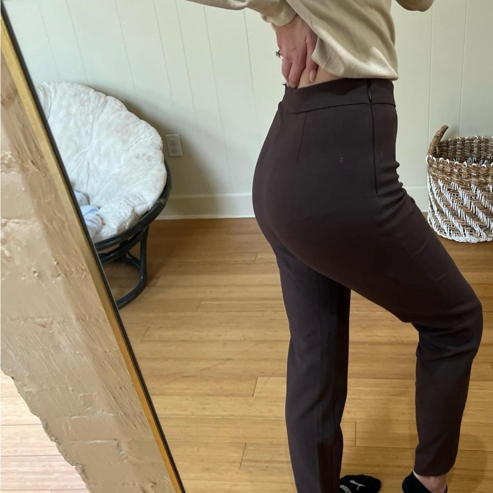 Babaton Dark Brown Straight Leg Pants